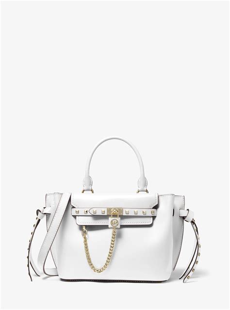 michael michael kors women's white small hamilton bag aus|Michael Kors Hamilton studded tote.